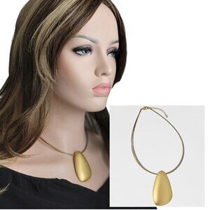 Multi Strand Gold Tone Large Amulet Pendant Choker Necklace Adjustable Vintage